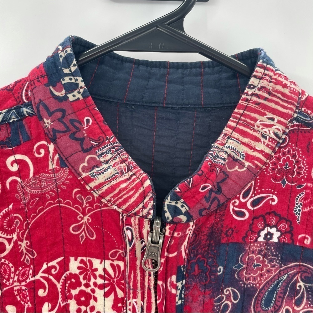 Unique Reversible Red & Blue Patchwork Jacket - image 5